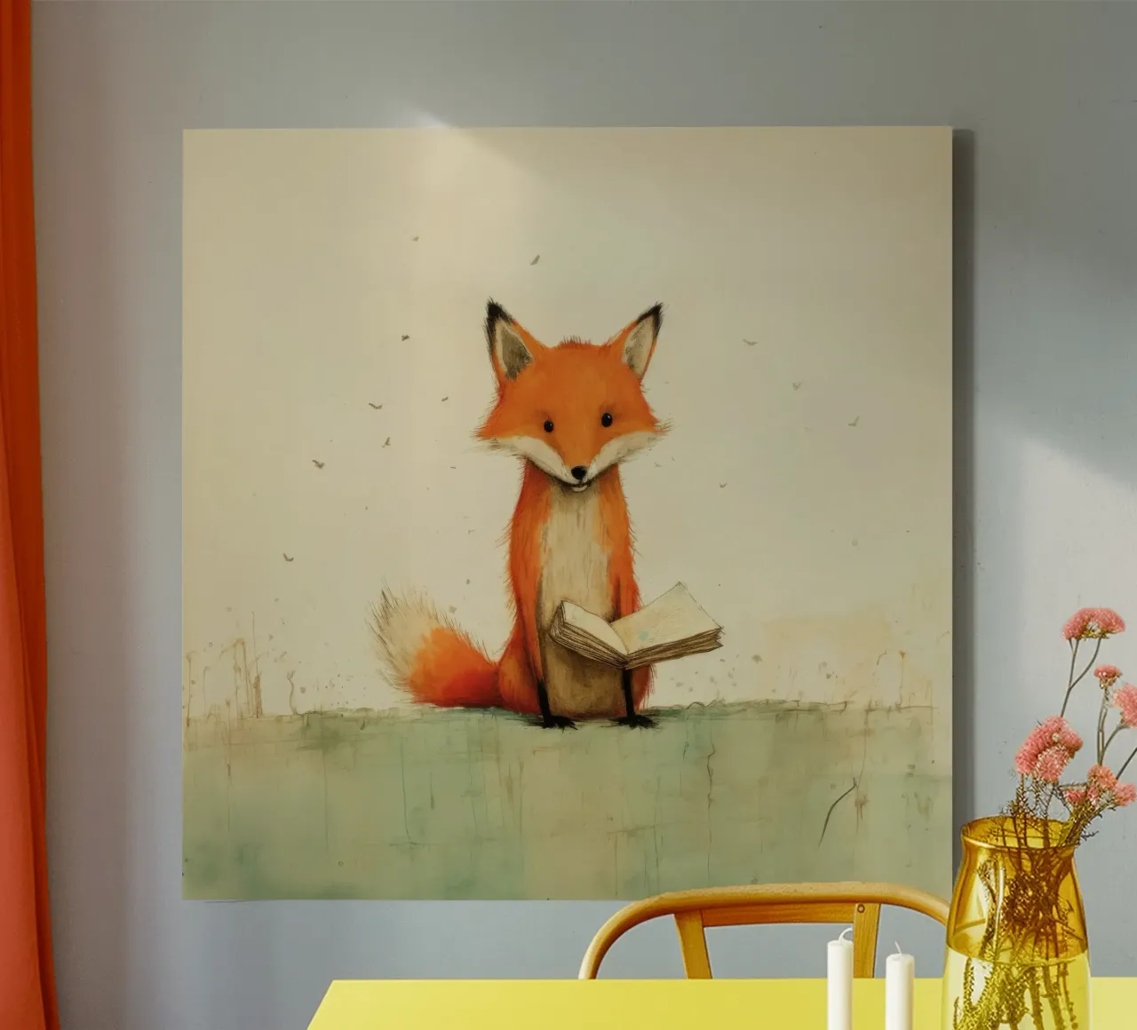 Volpe minima 3 tela con Cornice a cassetta da Minimal Animal Art
