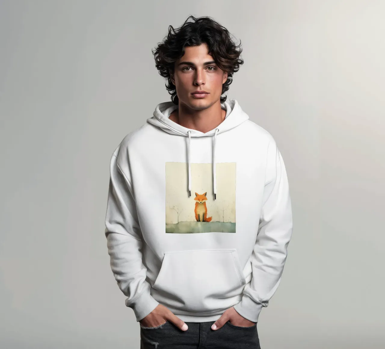 Volpe minima 4 felpa con cappuccio da Minimal Animal Art