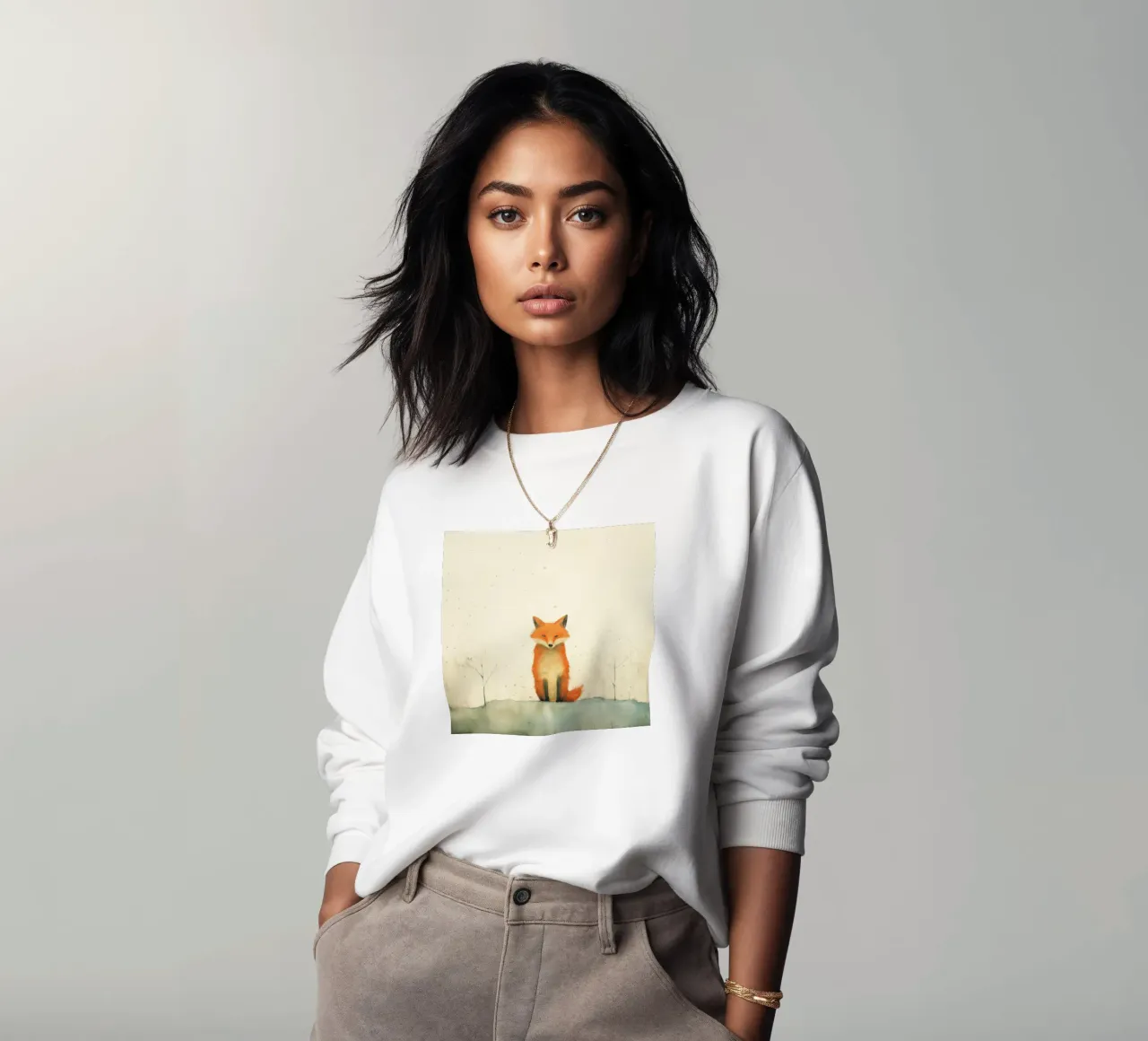 Minimale vos 4 sweatshirt van Minimal Animal Art