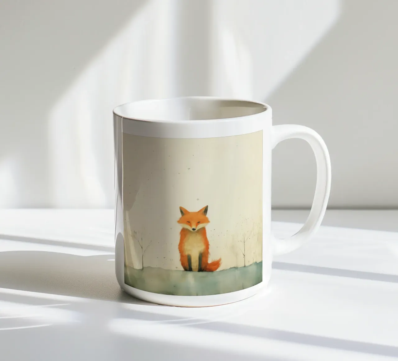 Minimal Fox 4 Keramik Tasse von Minimal Animal Art