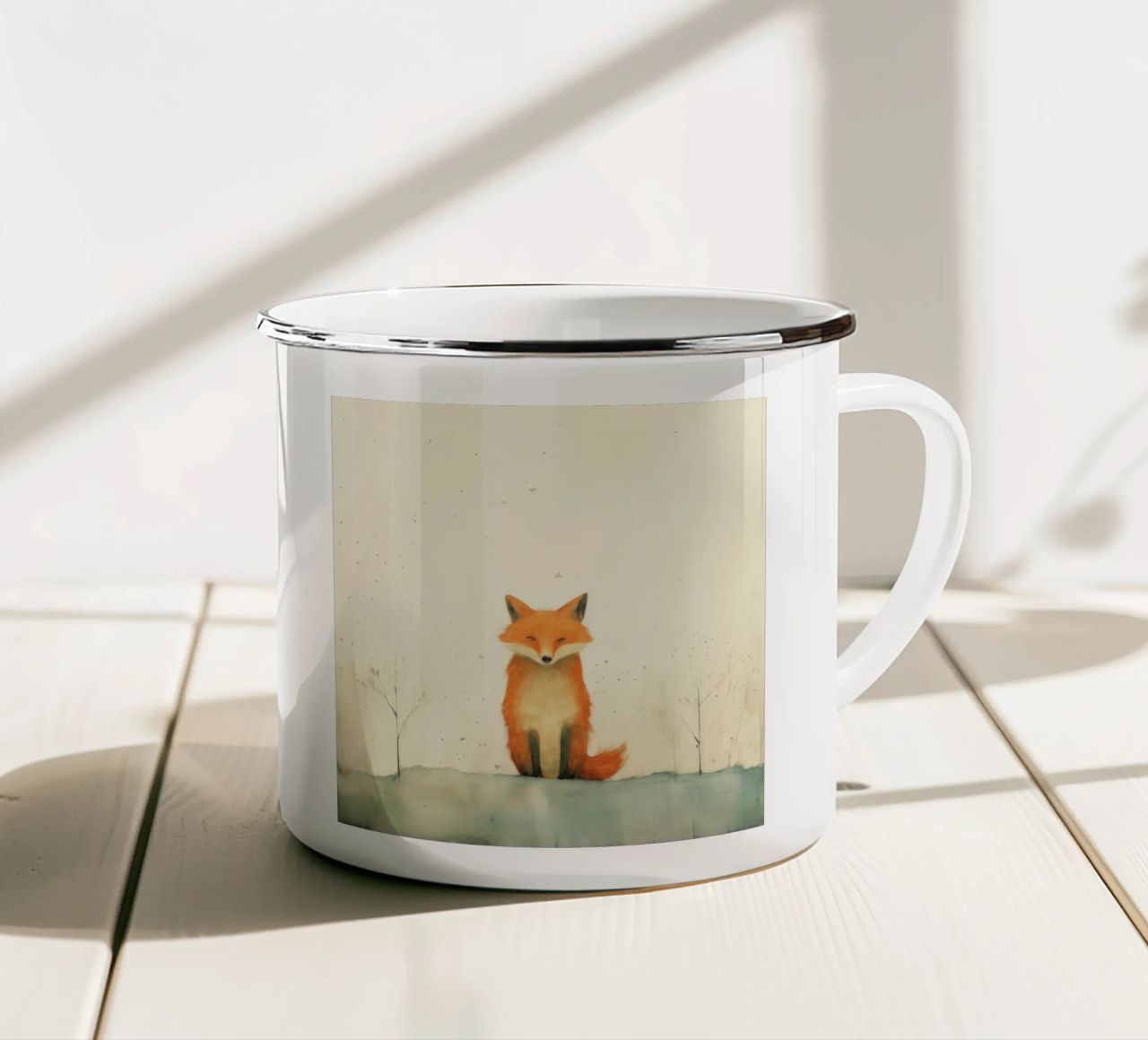 Volpe minima 4 tazza in smalto da Minimal Animal Art