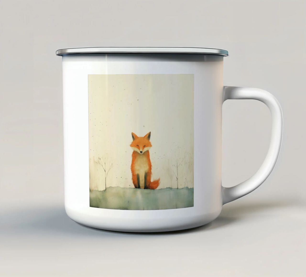 Volpe minima 4 tazza in smalto da Minimal Animal Art