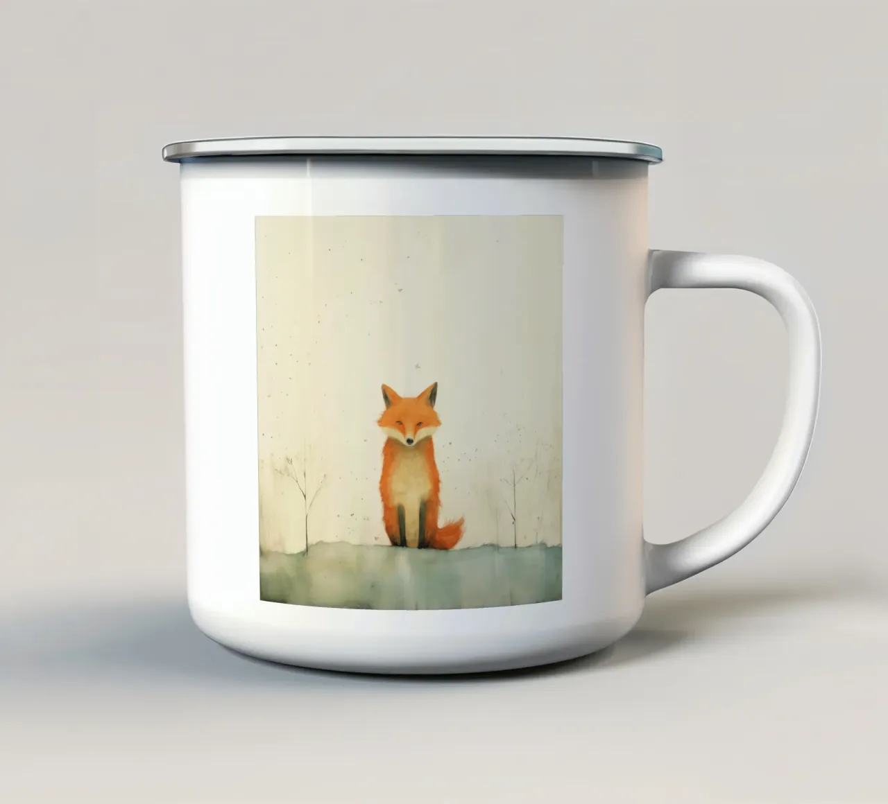 Minimale vos 4 emaille mok van Minimal Animal Art