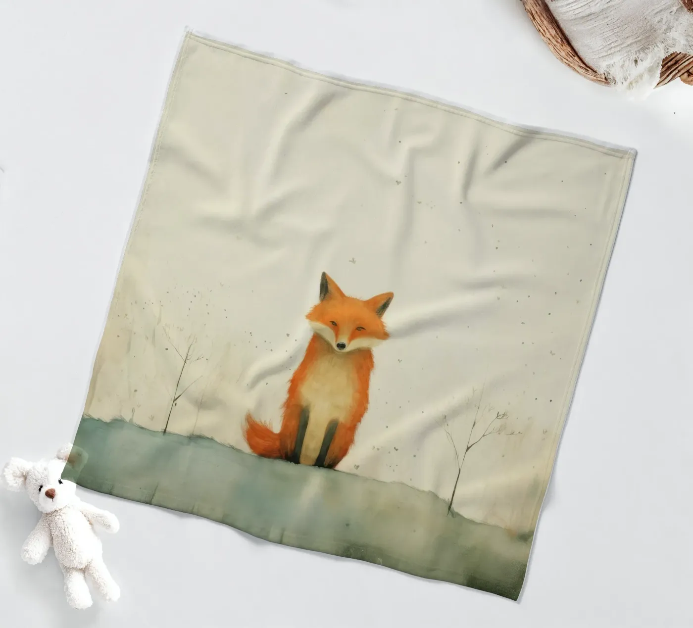 Minimal Fox Fleecedecke von Minimal Animal Art