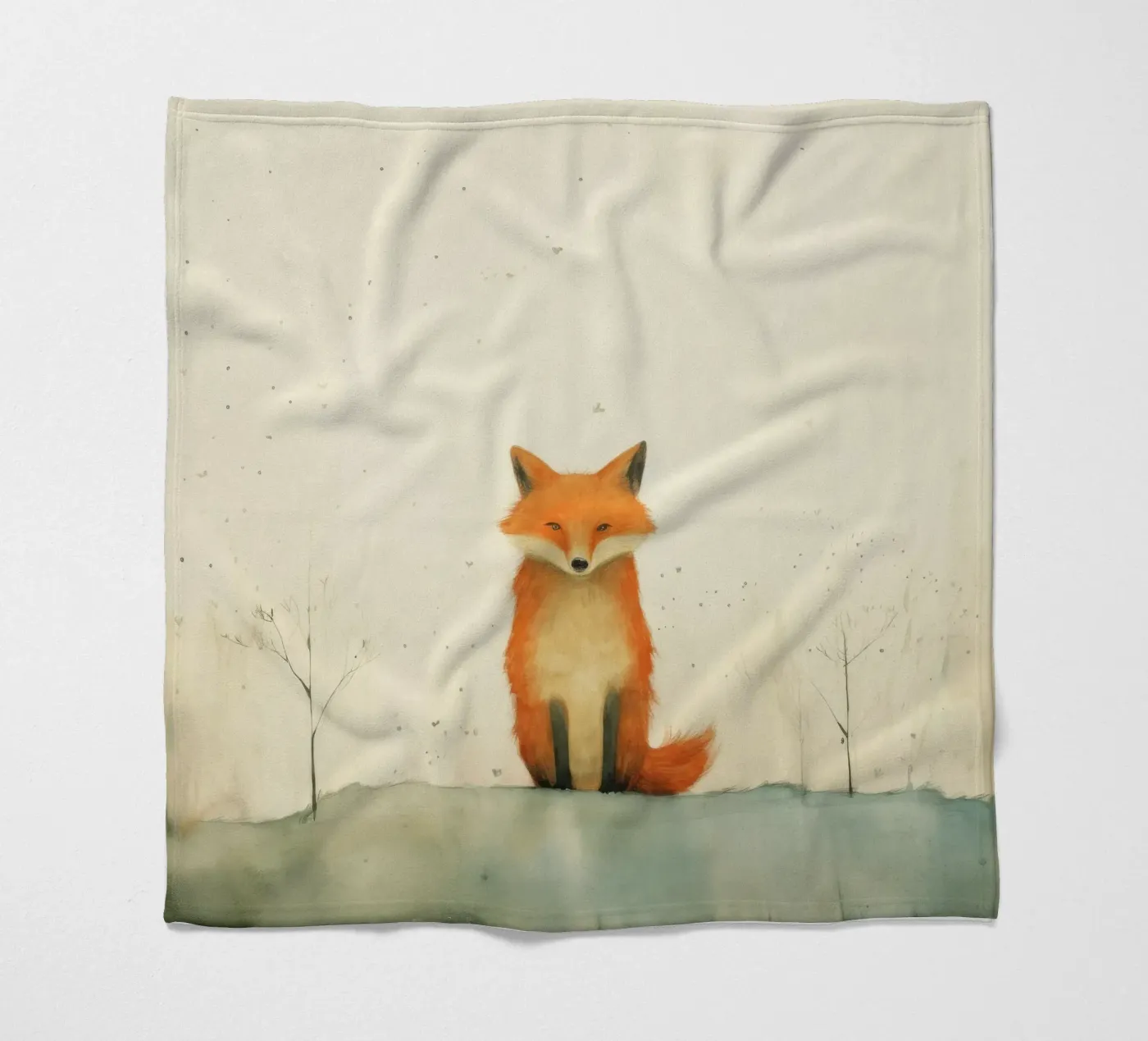 Minimal Fox Fleecedecke von Minimal Animal Art