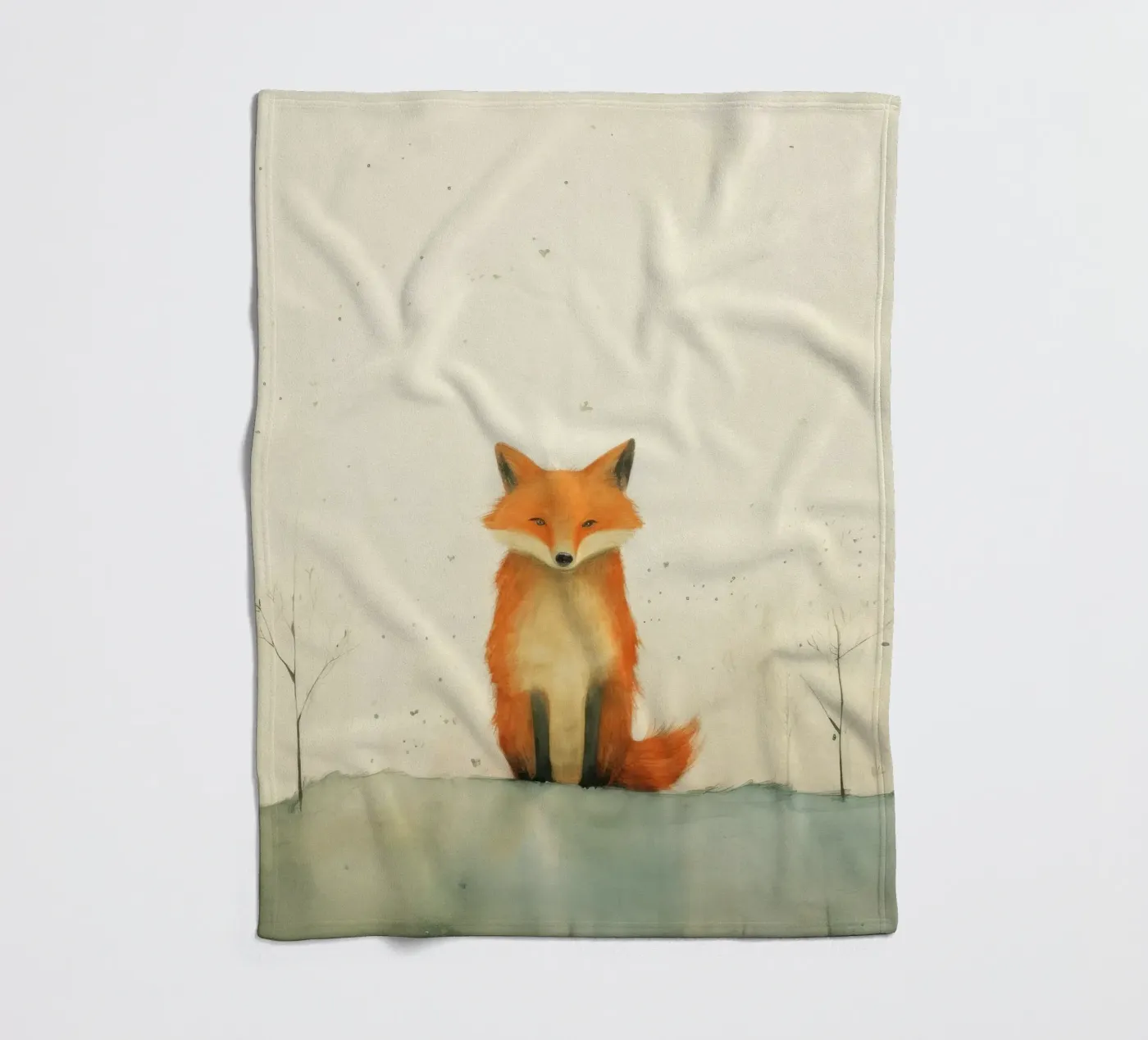 Minimal Fox Fleecedecke von Minimal Animal Art