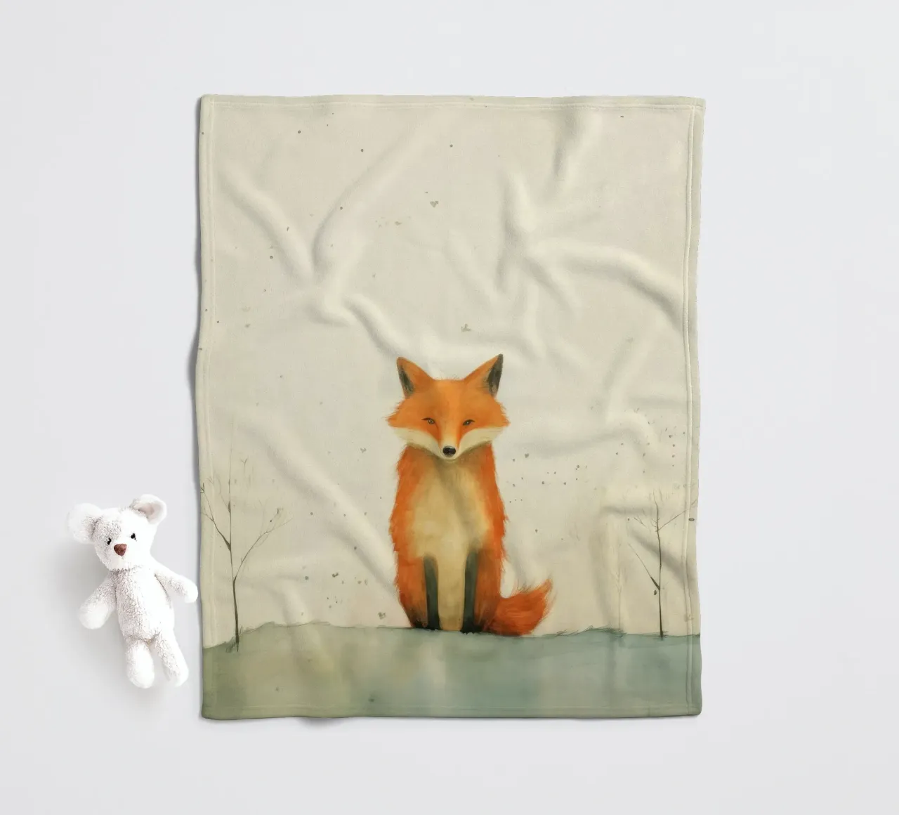 Volpe minima 4 coperta in pile da Minimal Animal Art