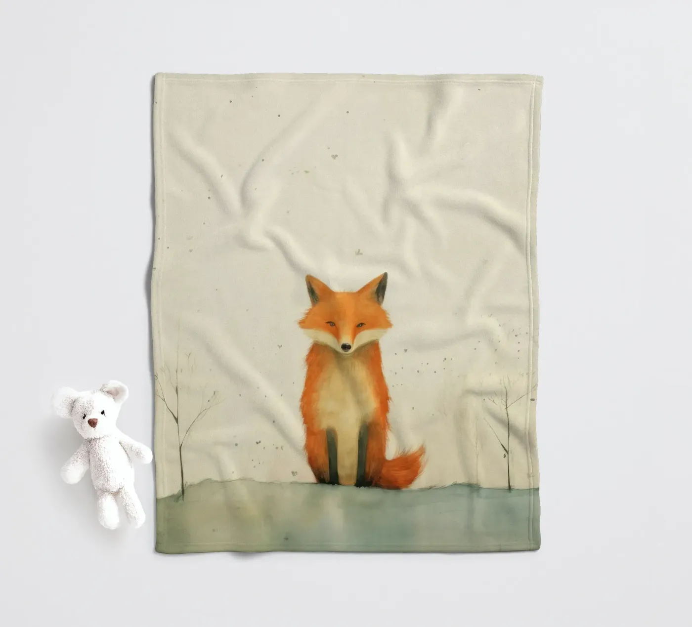 Minimal Fox Fleecedecke von Minimal Animal Art