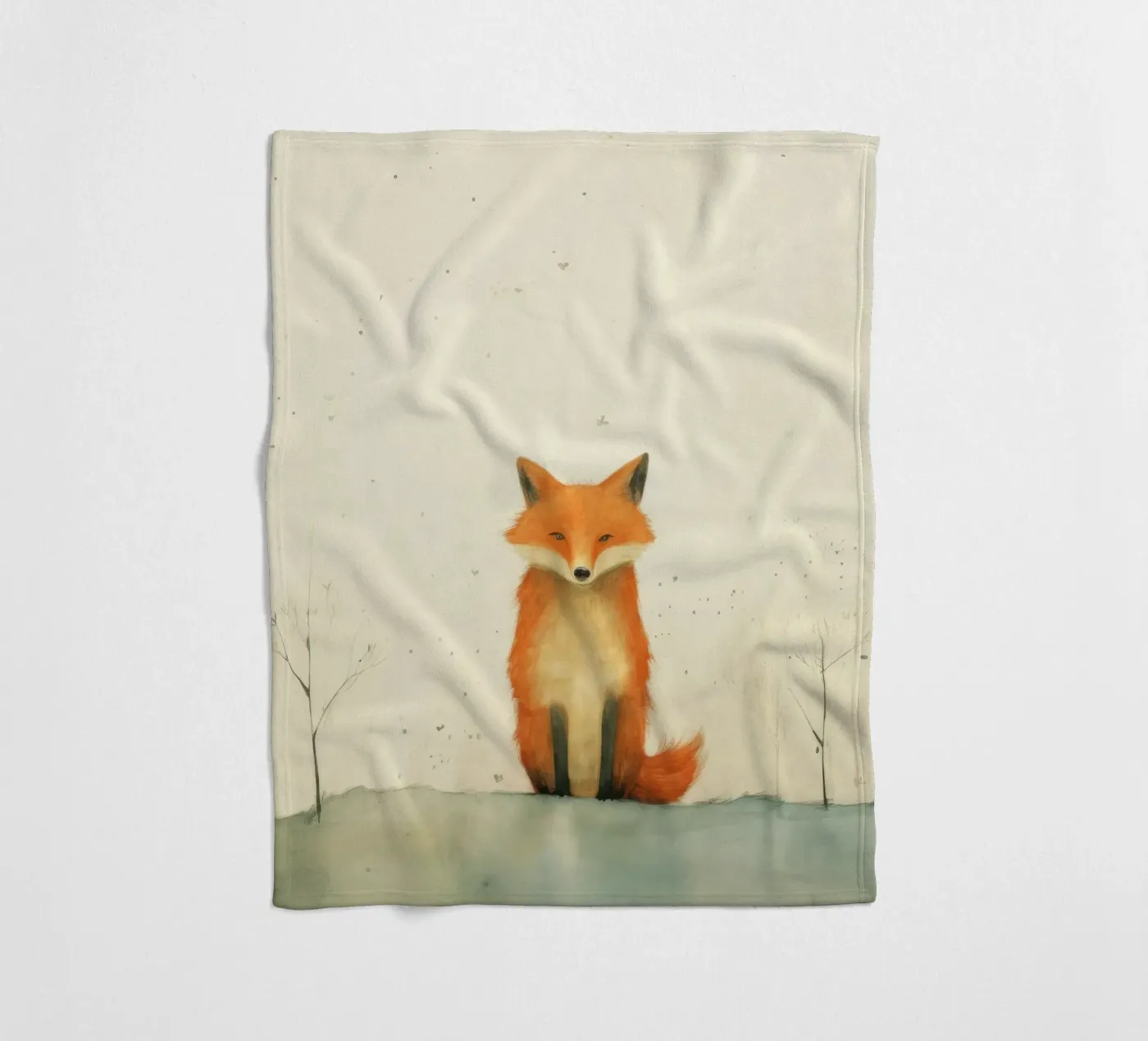 Minimal Fox Fleecedecke von Minimal Animal Art
