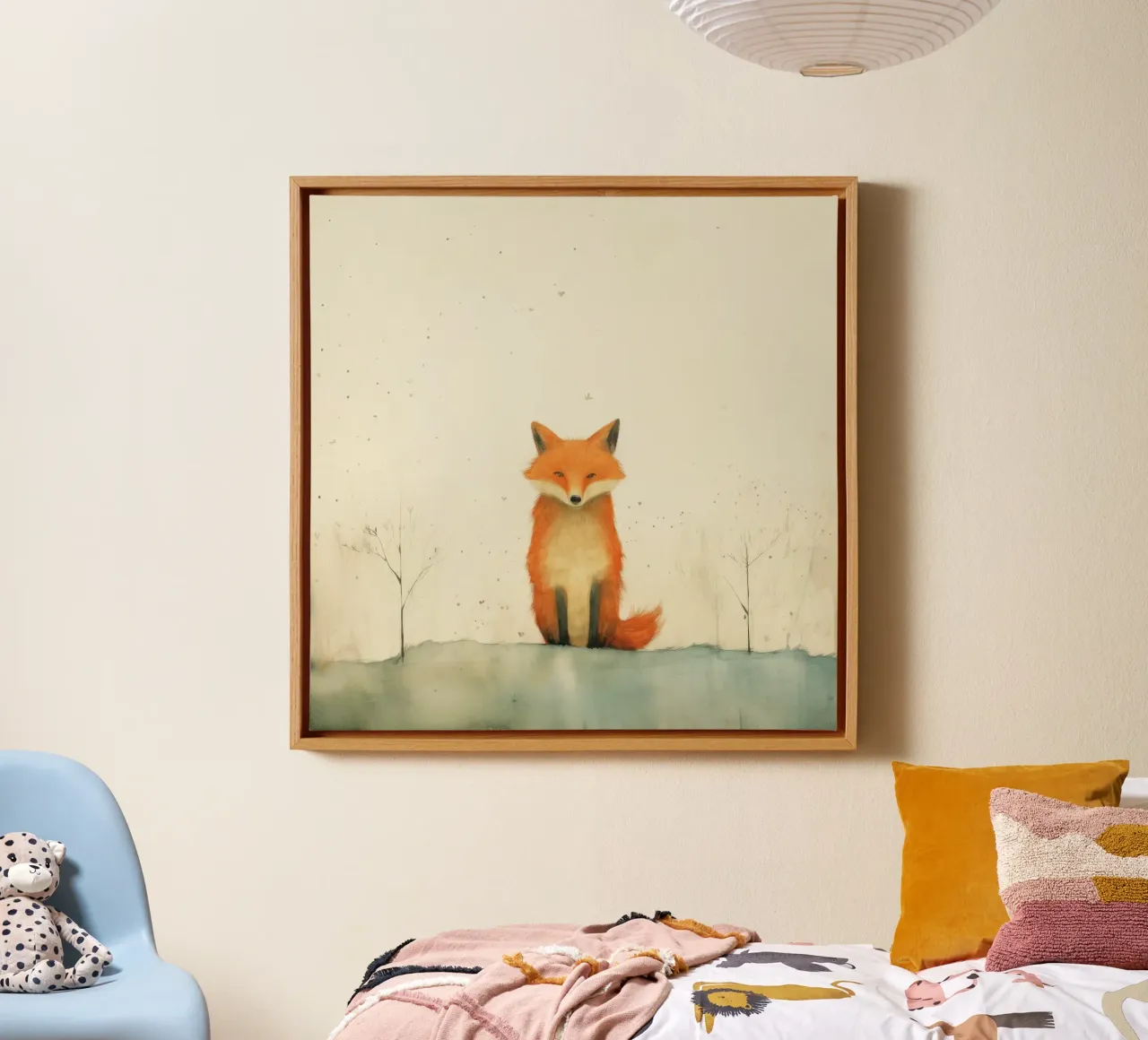 Volpe minima 4 tela con Cornice a cassetta da Minimal Animal Art
