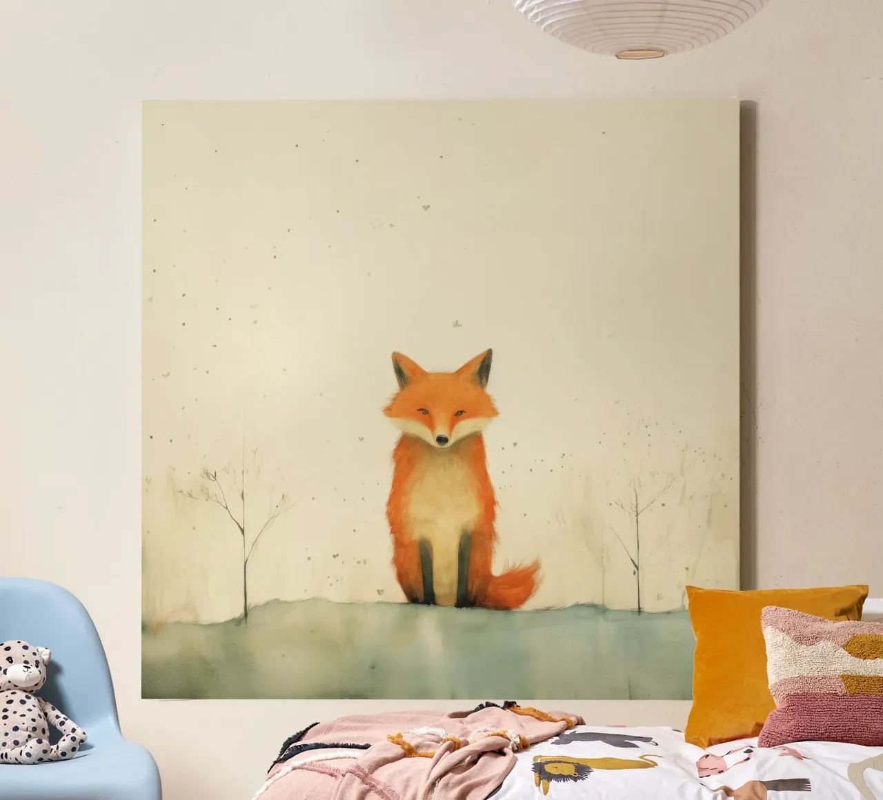 Volpe minima 4 tela con Cornice a cassetta da Minimal Animal Art