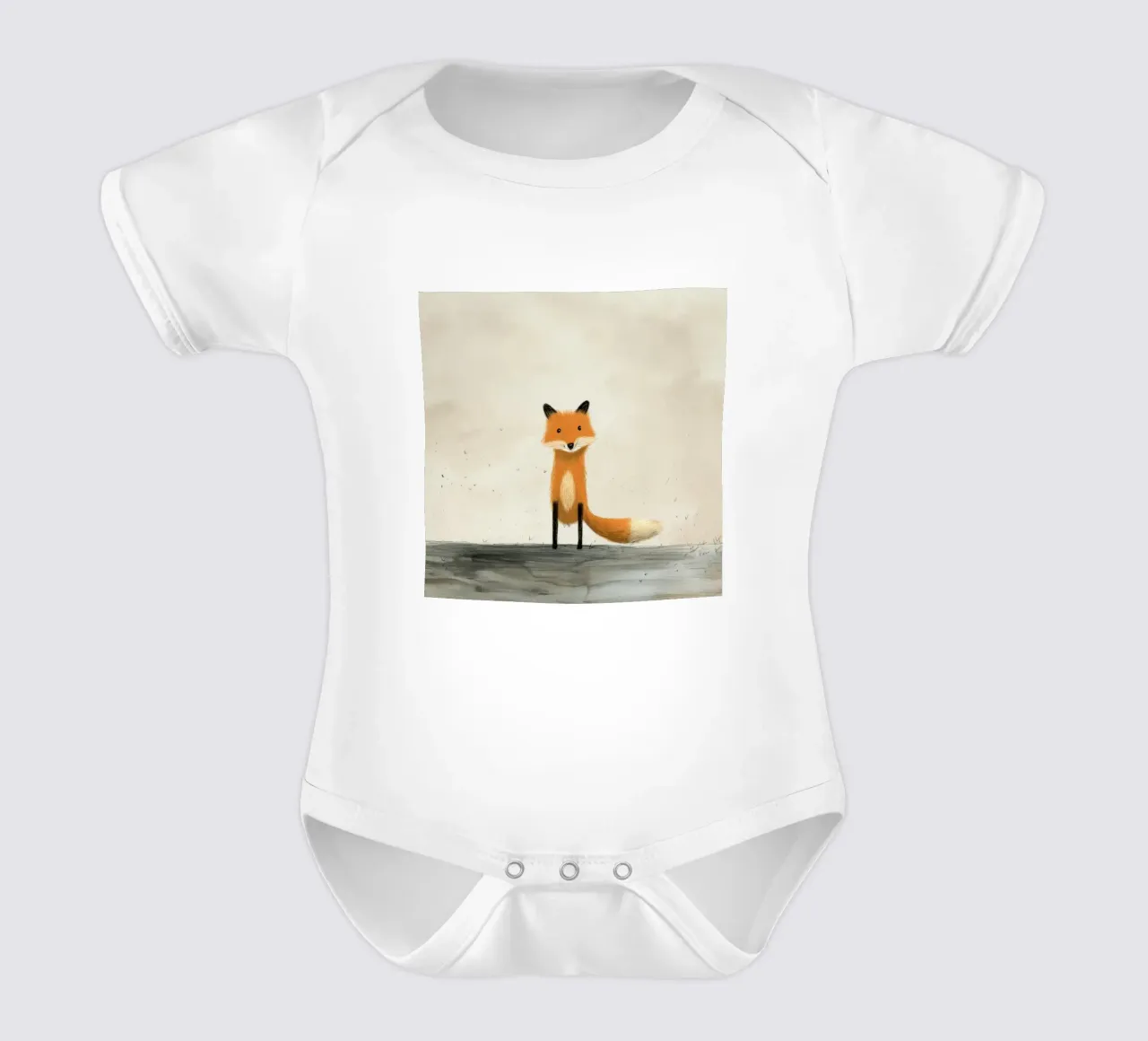 Volpe minima 1 body neonato maniche corte da Minimal Animal Art