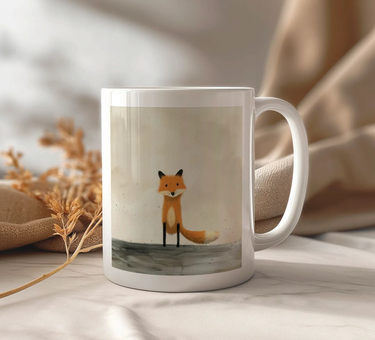 Volpe minima 1 tazza in ceramica da Minimal Animal Art