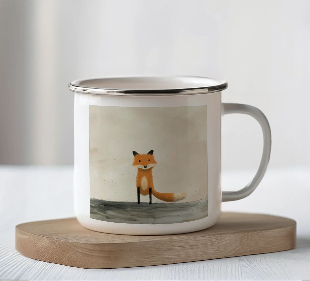Volpe minima 1 tazza in smalto da Minimal Animal Art