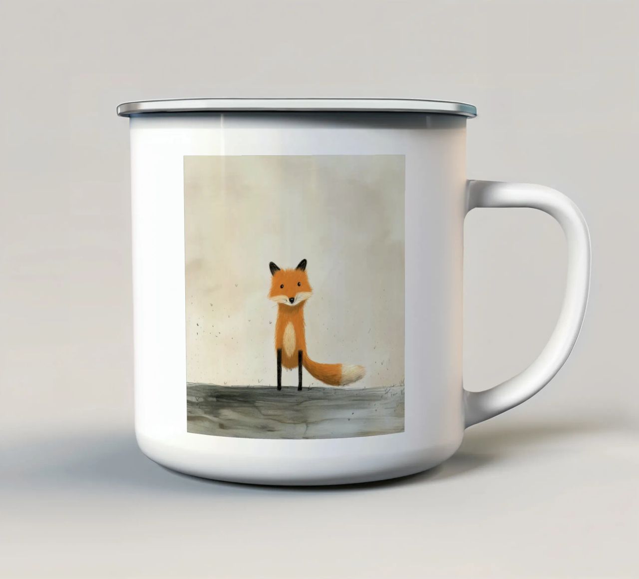 Volpe minima 1 tazza in smalto da Minimal Animal Art