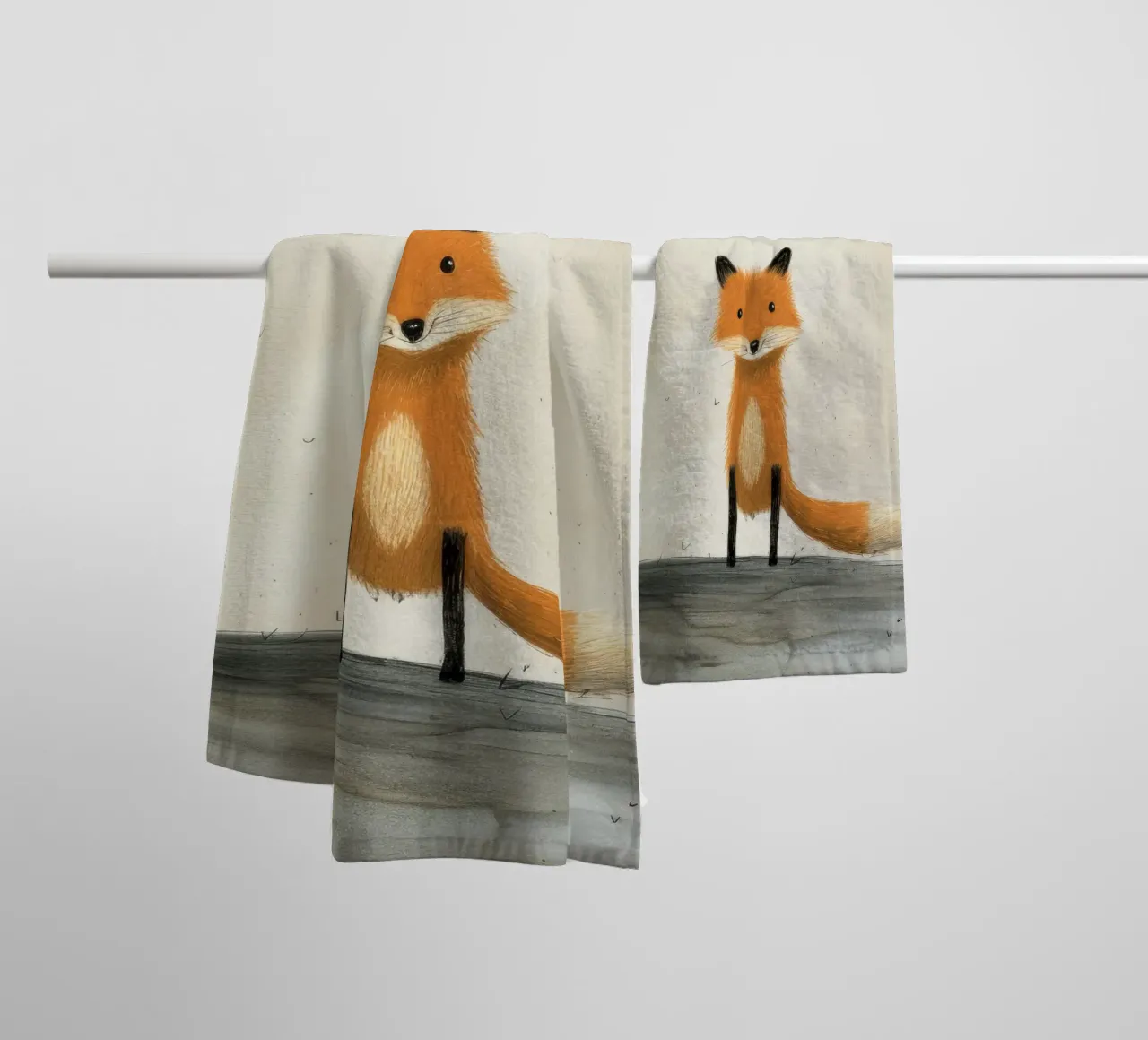 Volpe minima 1 asciugamano da bagno da Minimal Animal Art
