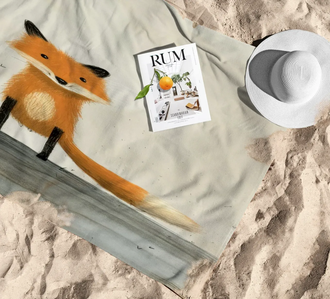Minimo Fox telo mare da Minimal Animal Art
