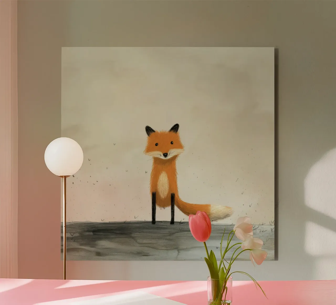 Volpe minima 1 alluminio dibond da Minimal Animal Art