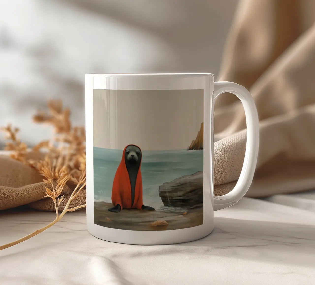 Sigillo di pelliccia minimale 2 tazza in ceramica da Minimal Animal Art