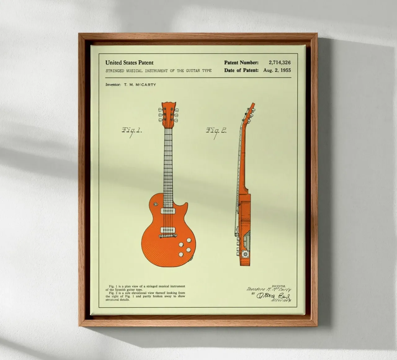 Gitaar octrooi (1955) canvas met Baklijst van Jazzberry Blue
