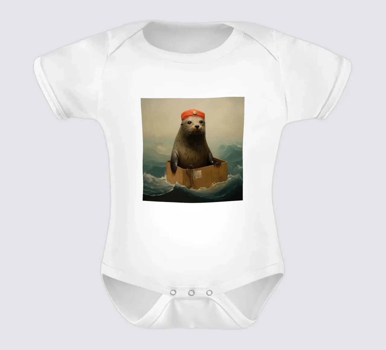 Sigillo di pelliccia minimo 1 body neonato maniche corte da Minimal Animal Art