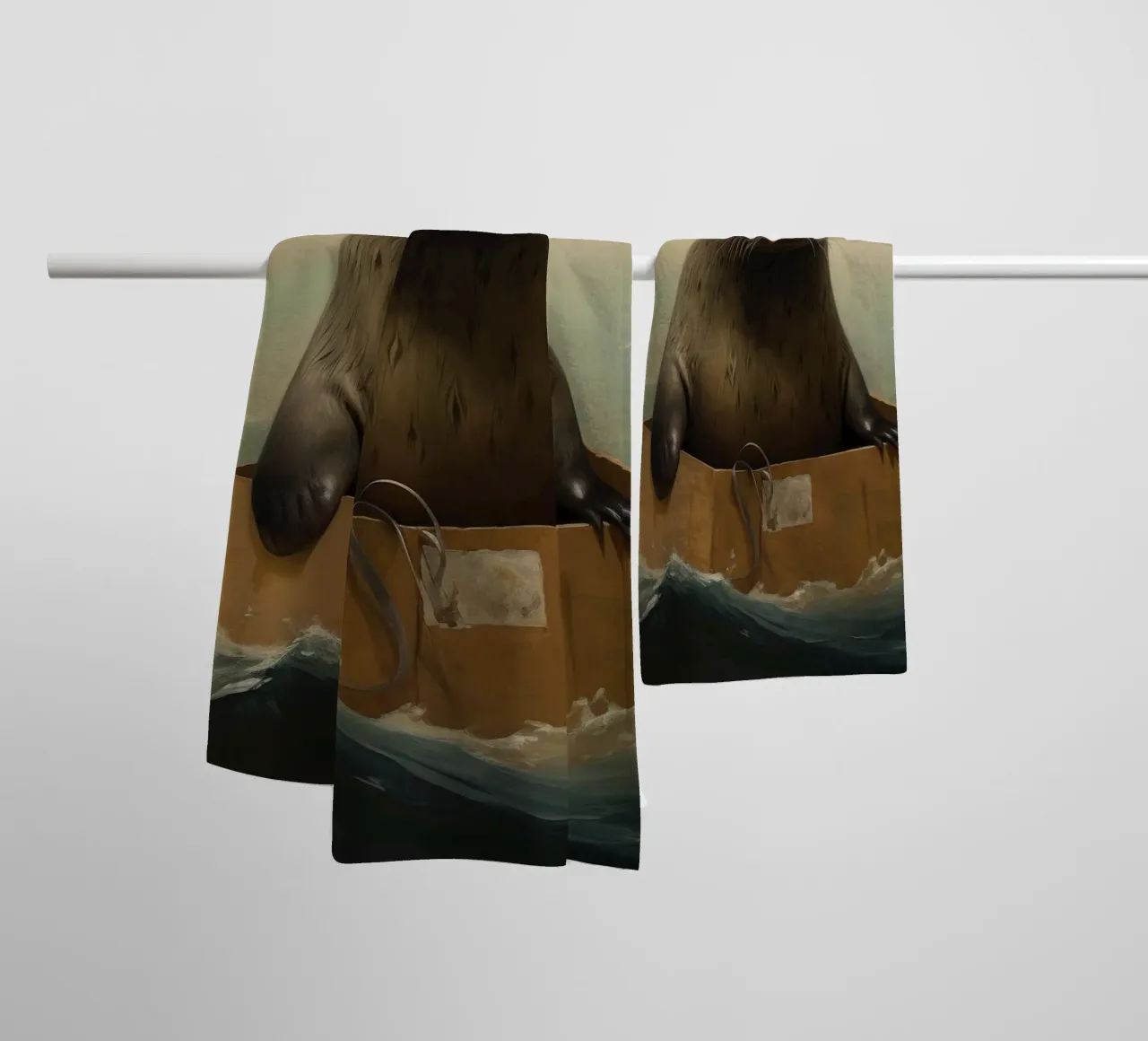 Sigillo di pelliccia minimo 1 asciugamano da bagno da Minimal Animal Art