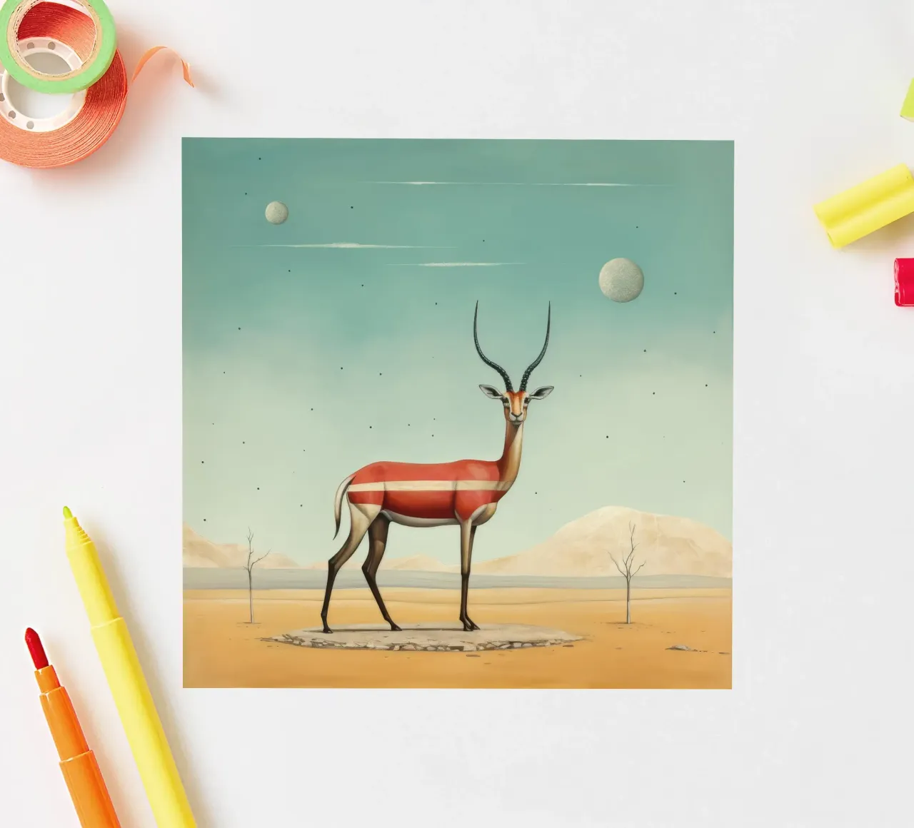 Gazelle 2 minimale autocollant de Minimal Animal Art