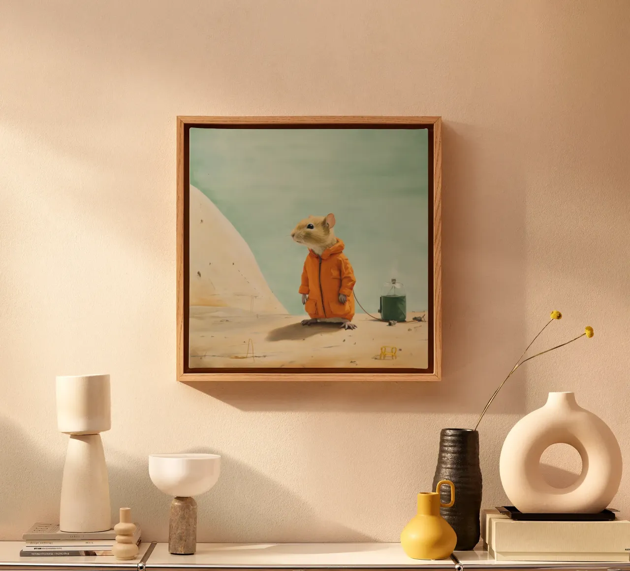 Minimal Gerbil 2 canvas by Minimal Animal Art