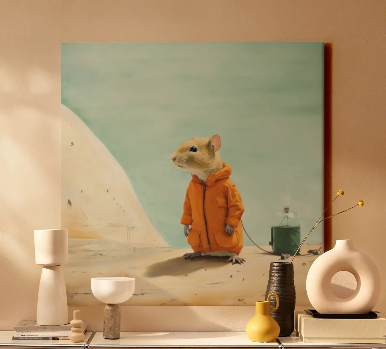 Minimal Gerbil 2 canvas by Minimal Animal Art