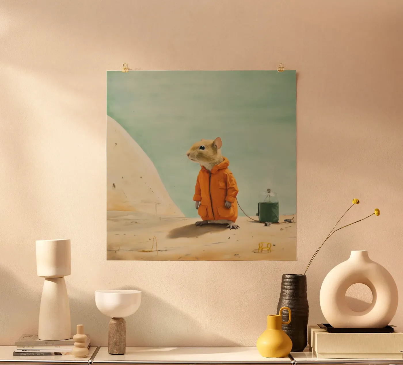 Minimal Gerbil poster van Minimal Animal Art