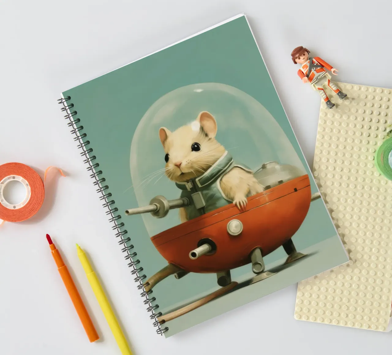 Minimal Gerbil 1 spiral notebook by Minimal Animal Art