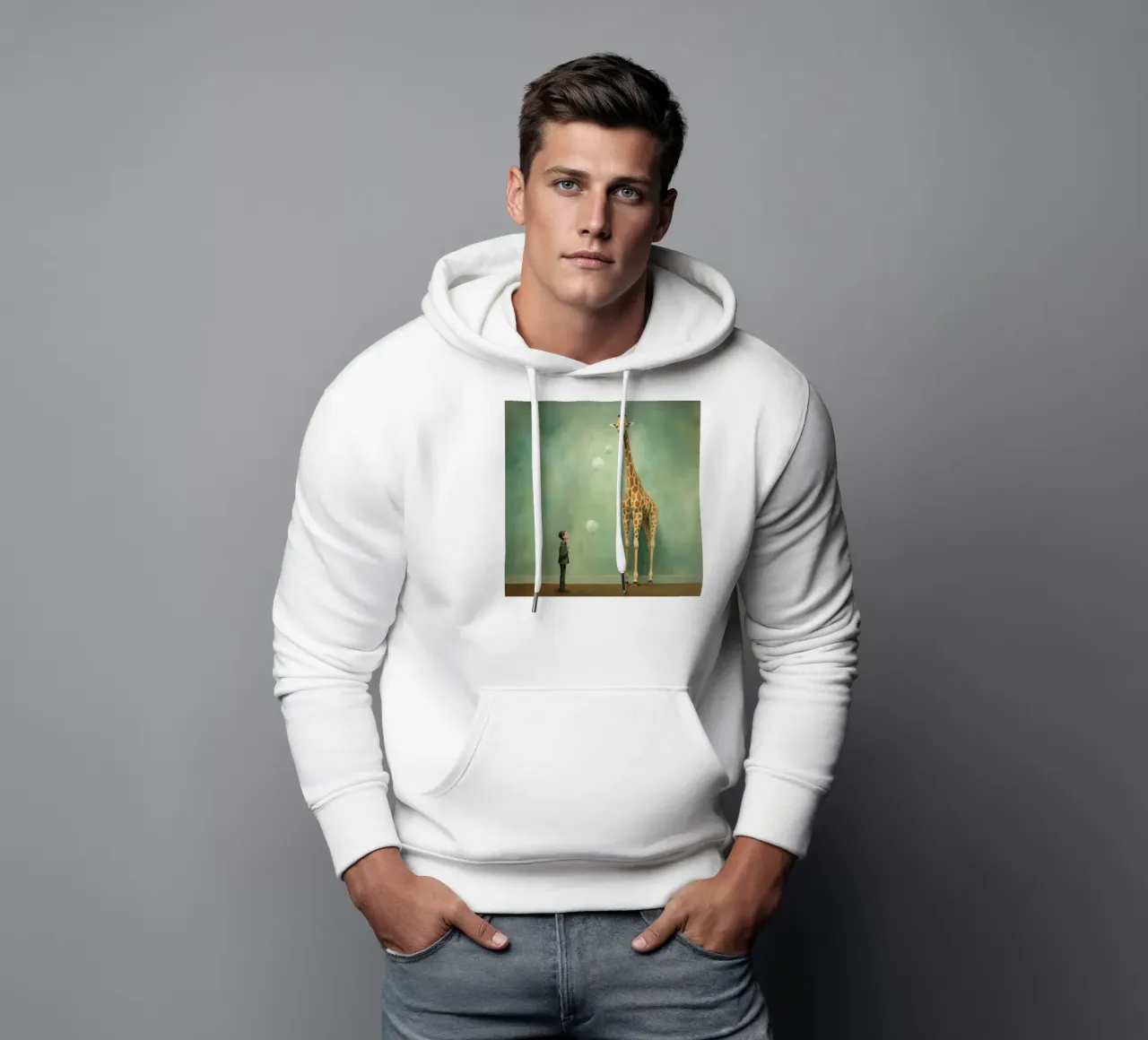 Minimal Giraffe 2 felpa con cappuccio da Minimal Animal Art