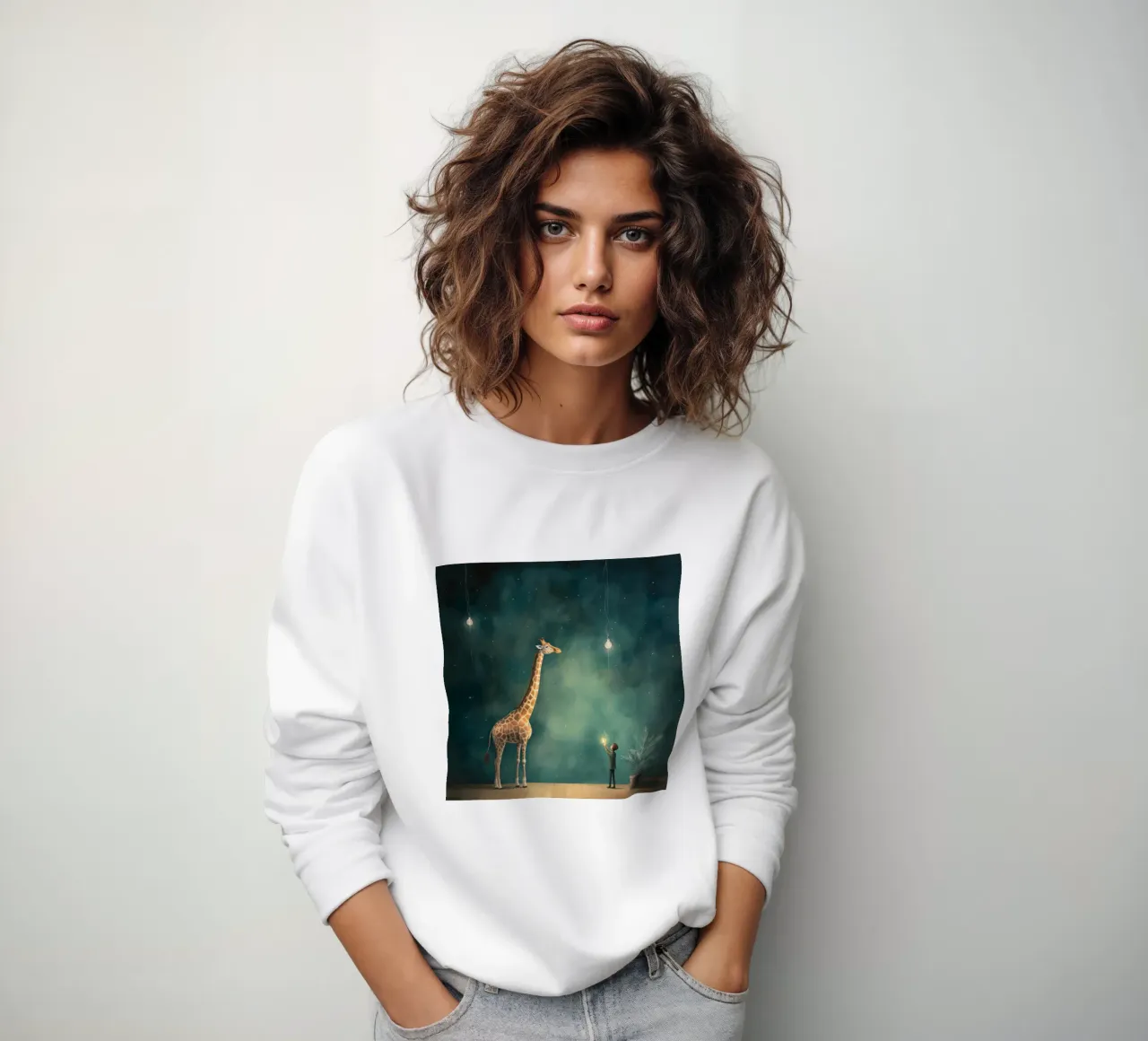 Minimale giraf 3 sweatshirt van Minimal Animal Art