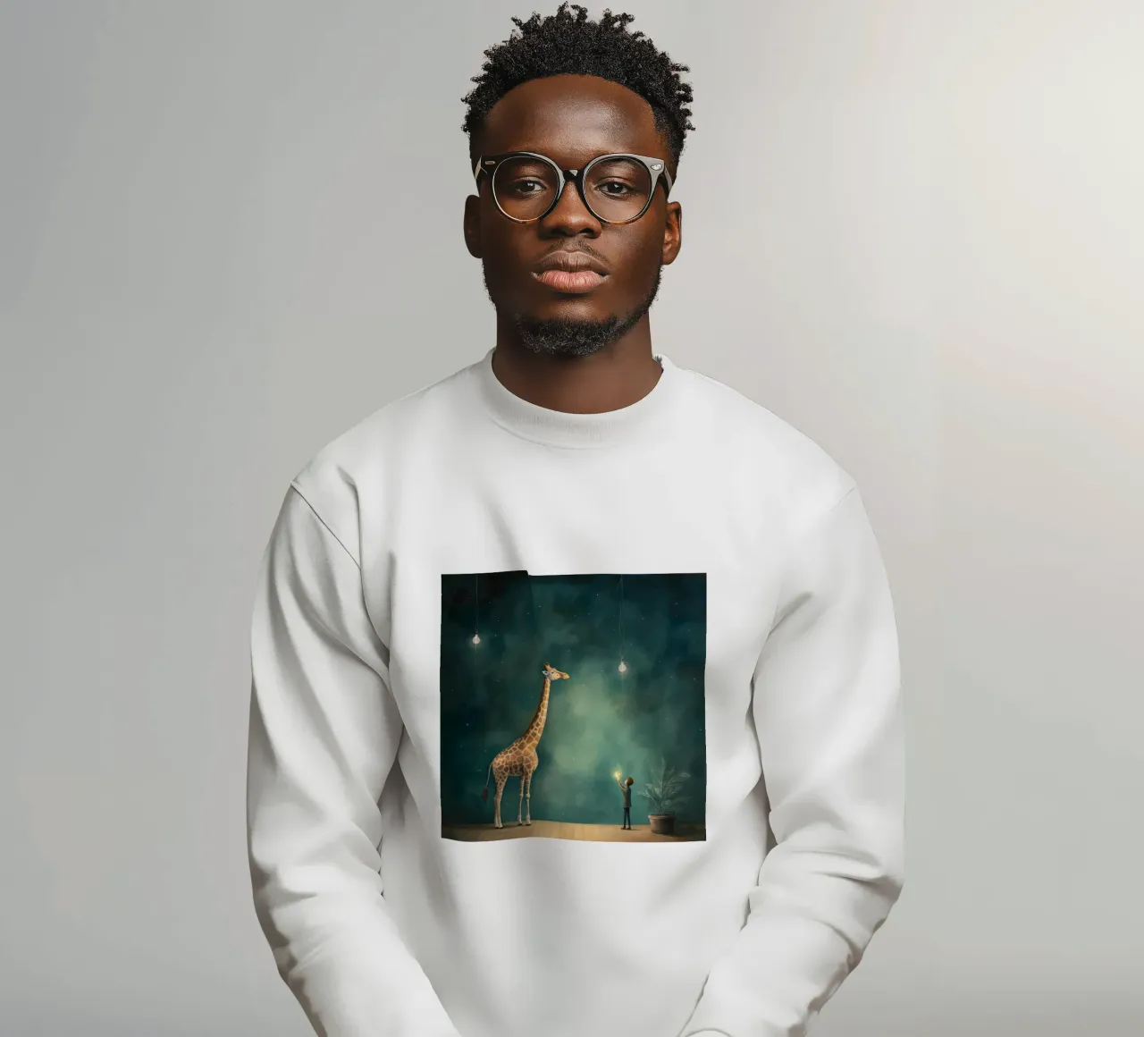 Minimale giraf 3 sweatshirt van Minimal Animal Art