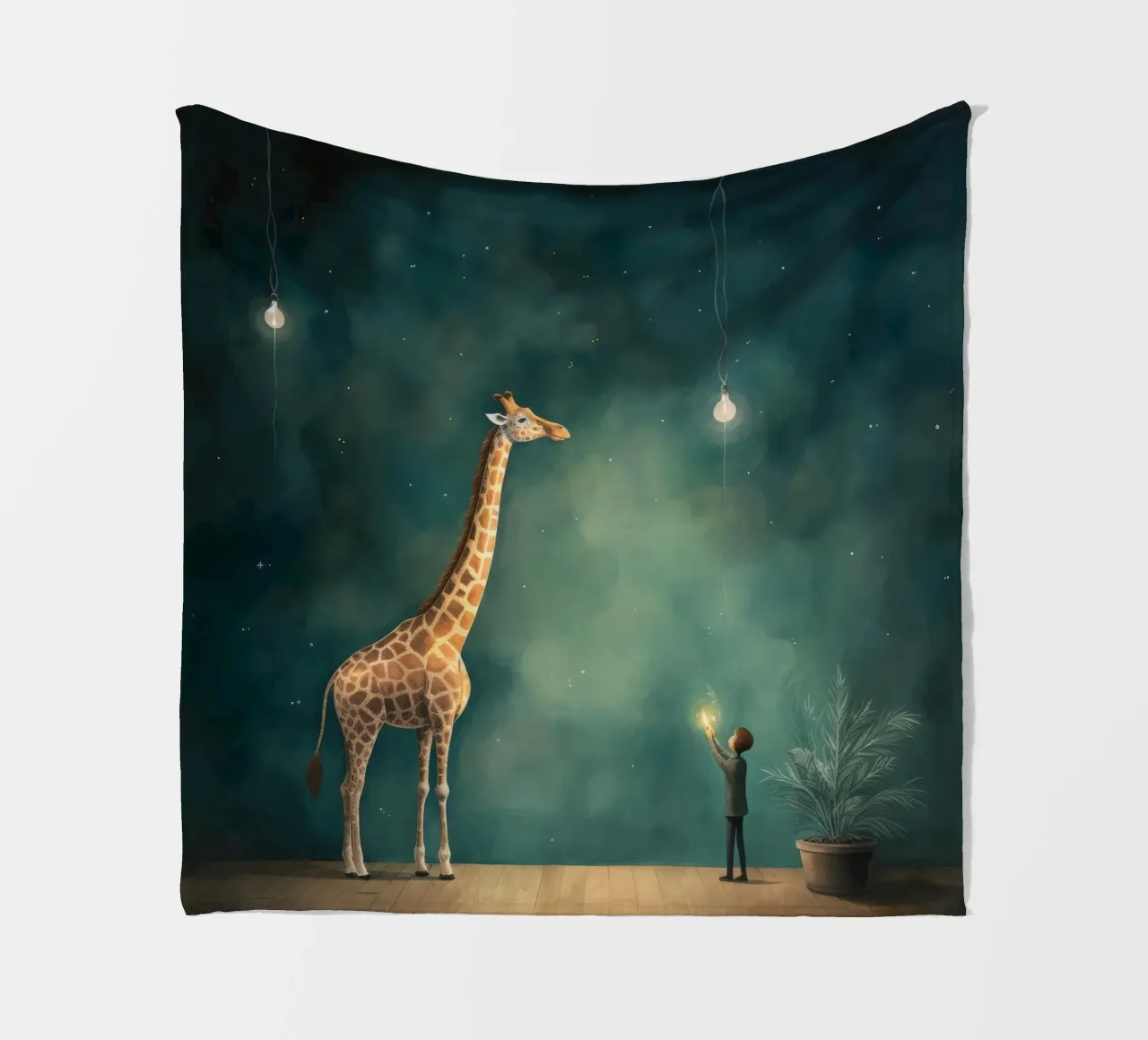 Minimal Giraffe 3 coperta in pile da Minimal Animal Art