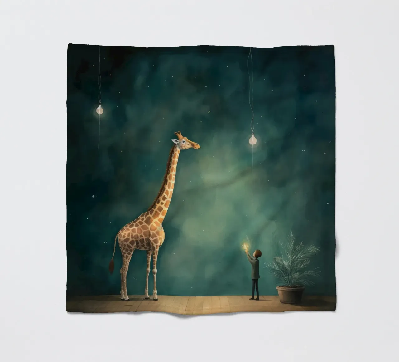 Minimal Giraffe 3 coperta in pile da Minimal Animal Art
