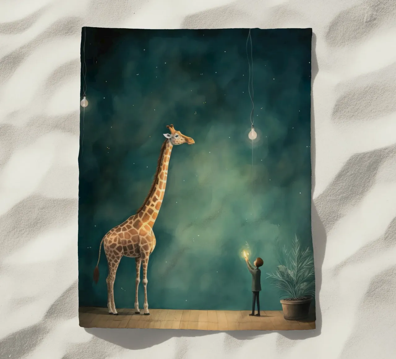 Minimal Giraffe 3 telo mare da Minimal Animal Art