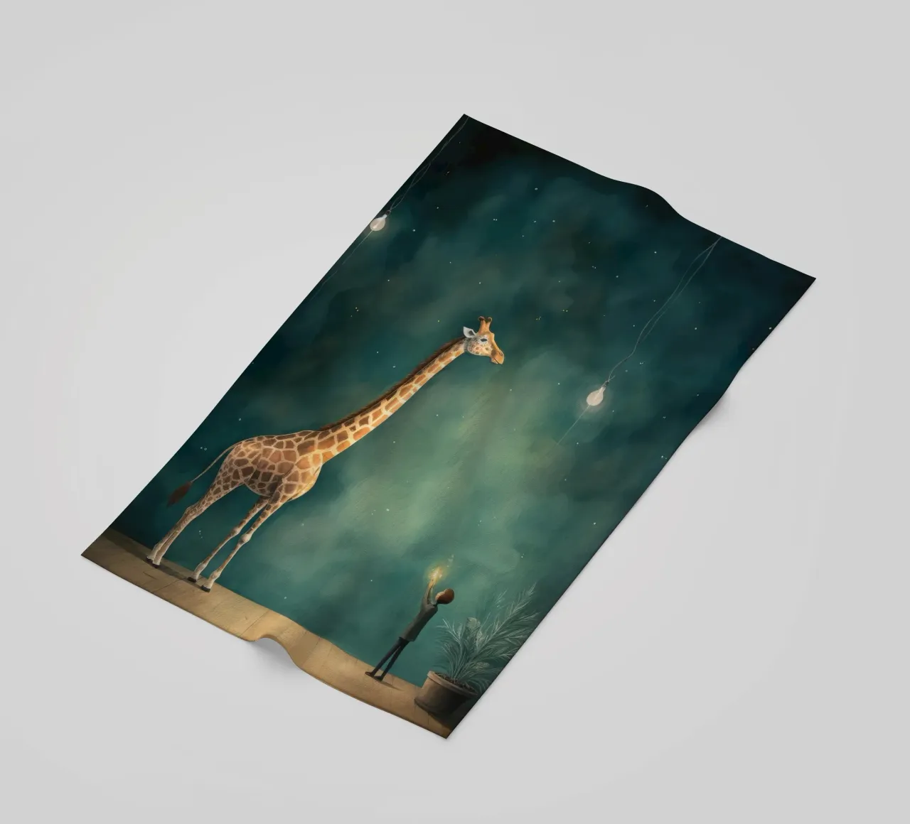 Minimal Giraffe 3 telo mare da Minimal Animal Art