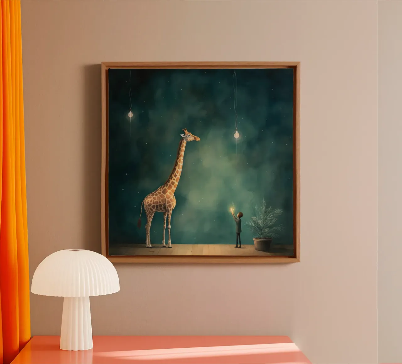 Minimal Giraffe 3 tela con Cornice a cassetta da Minimal Animal Art