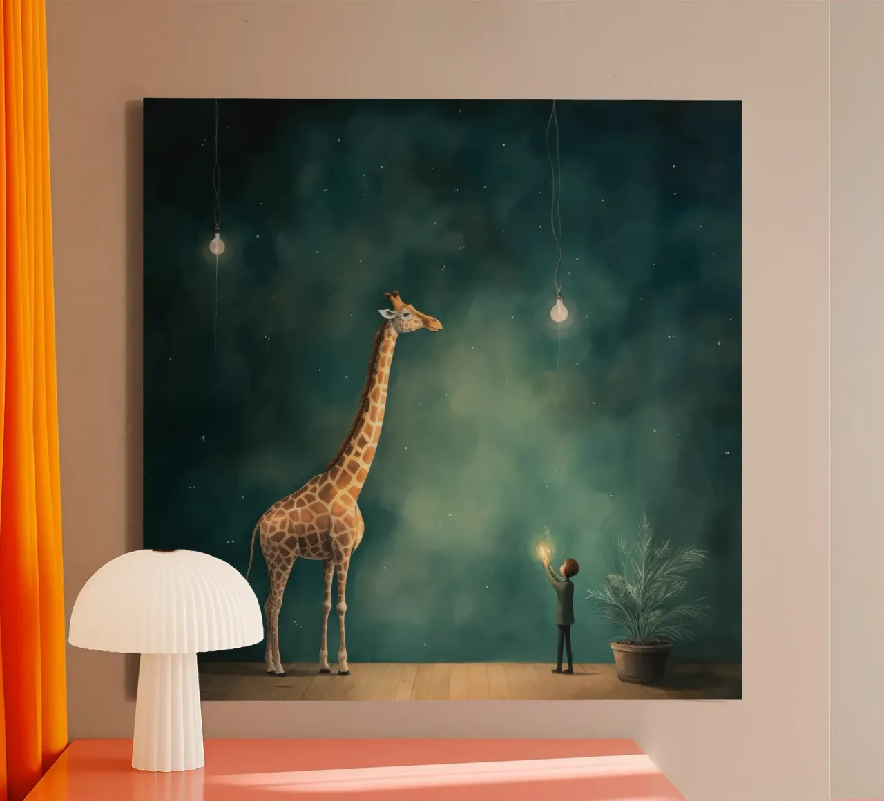 Minimal Giraffe 3 tela con Cornice a cassetta da Minimal Animal Art