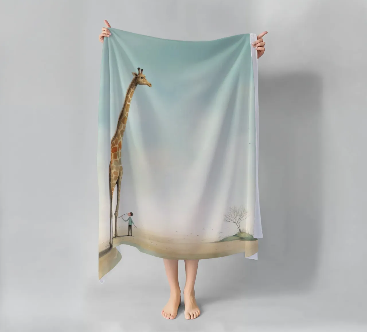 Minimal Giraffe 4 telo mare da Minimal Animal Art