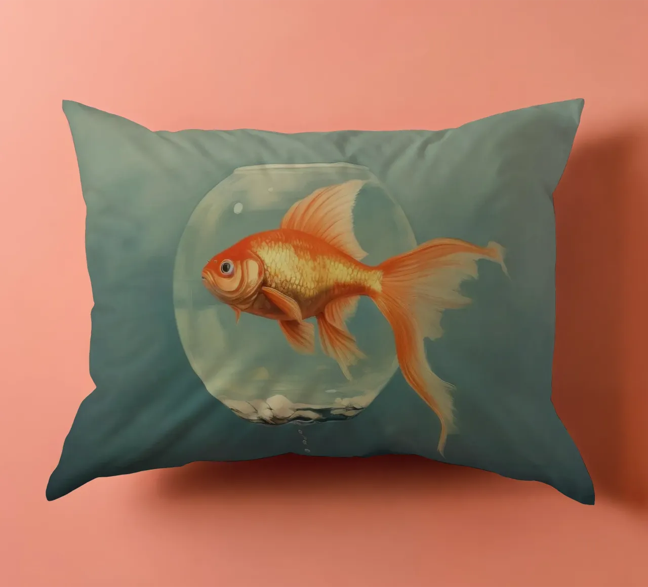 Pesce rosso minimo 2 cuscino da Minimal Animal Art