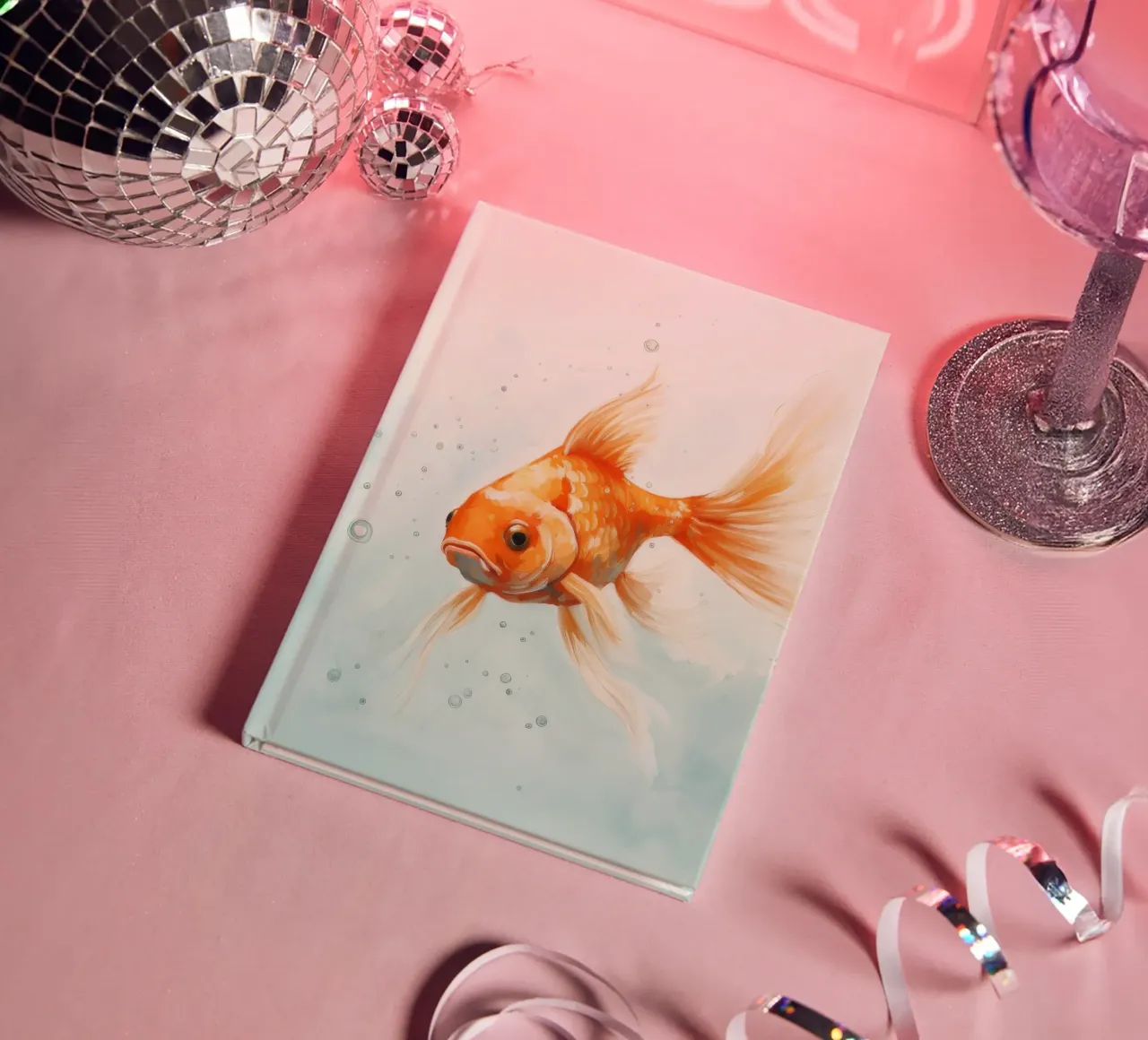 Minimal Goldfish 3 notebook by Minimal Animal Art