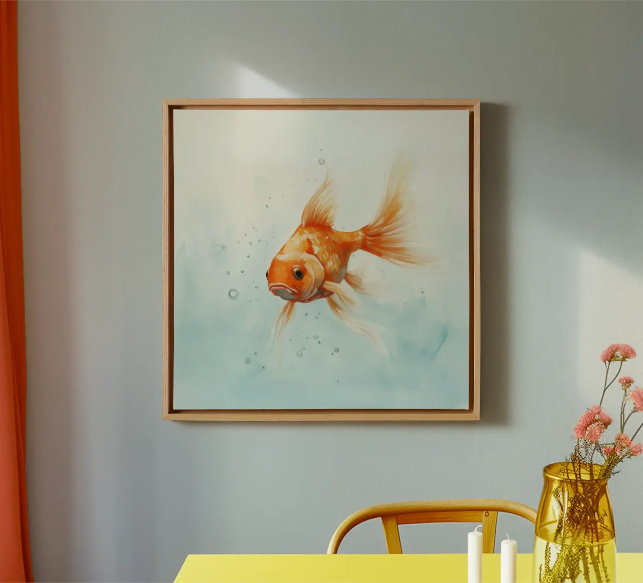 Minimal Goldfish 3 canvas by Minimal Animal Art