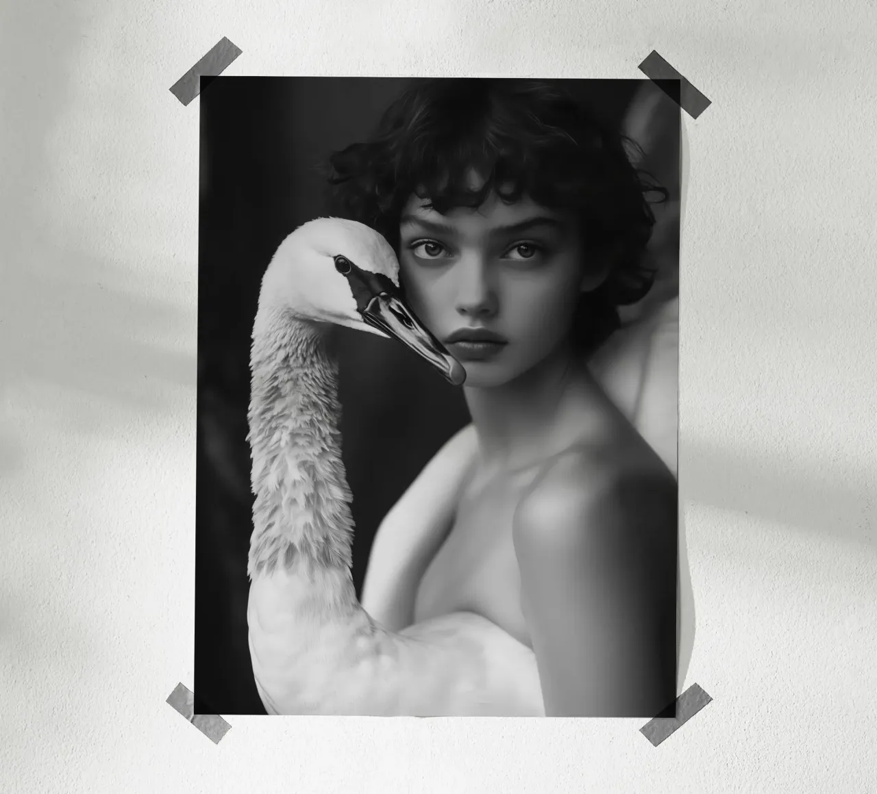 Leda con il cigno poster con telaio in alluminio da Autofocus