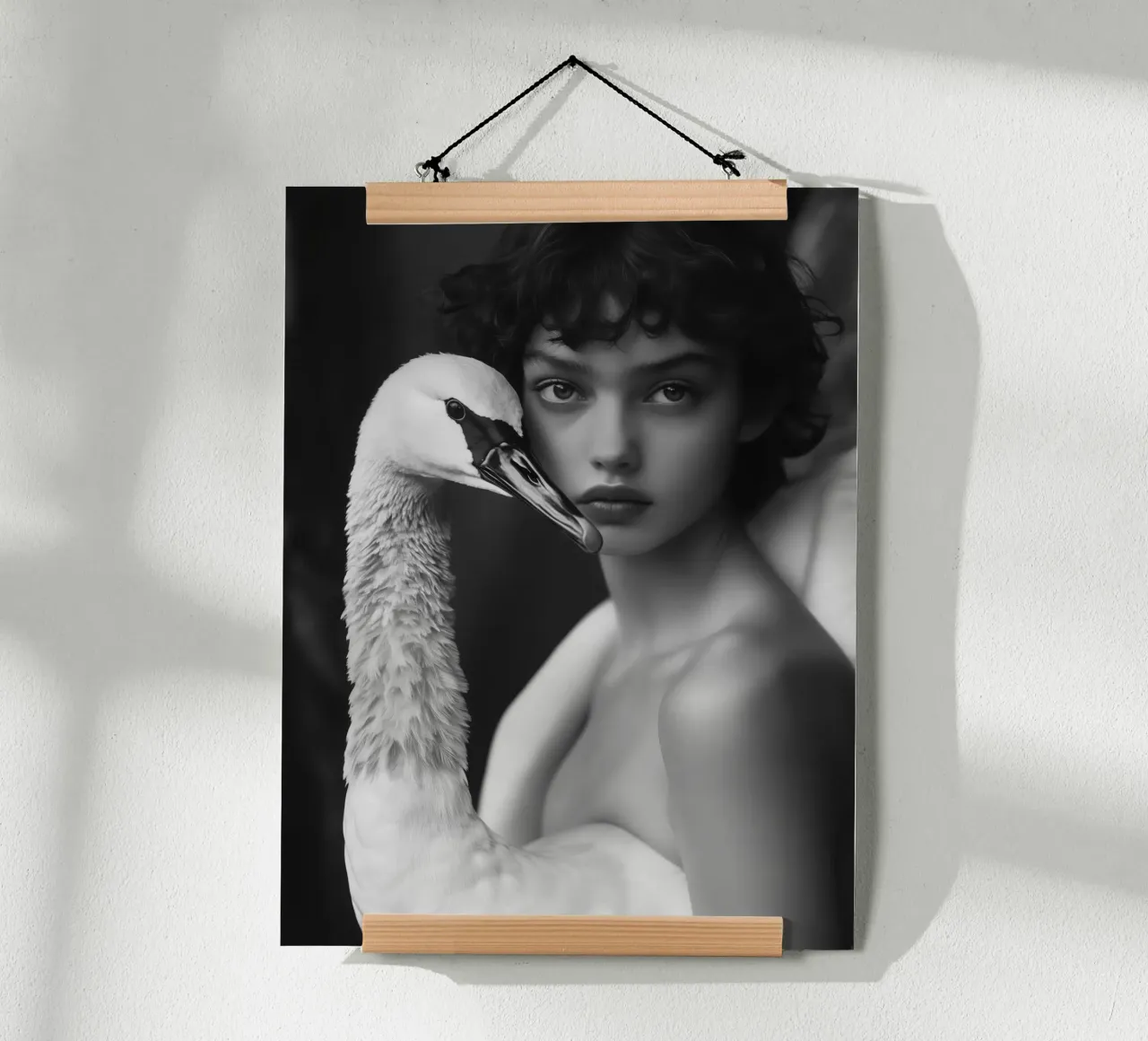 Leda con il cigno poster con telaio in alluminio da Autofocus