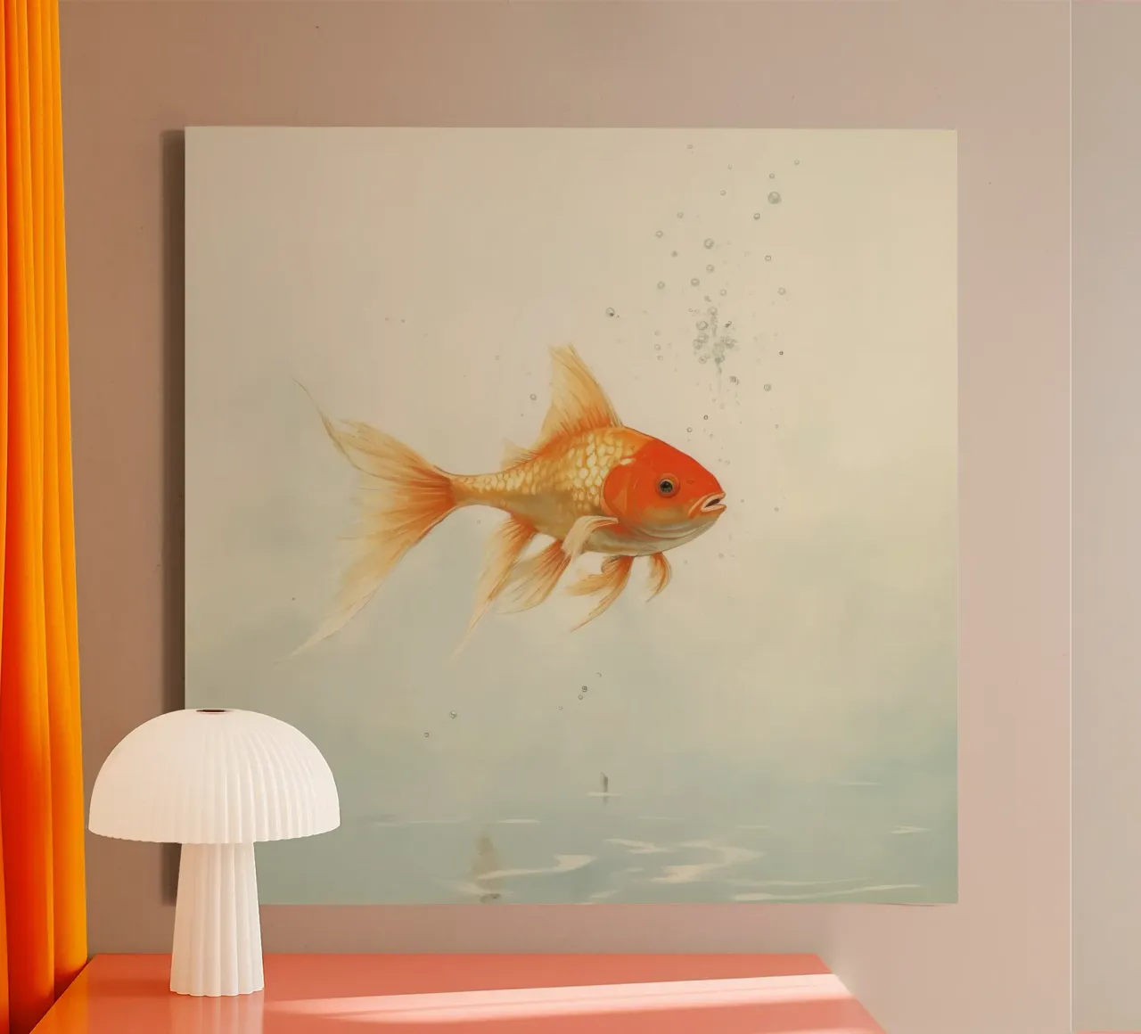 Minimal Goldfish 4 canvas by Minimal Animal Art
