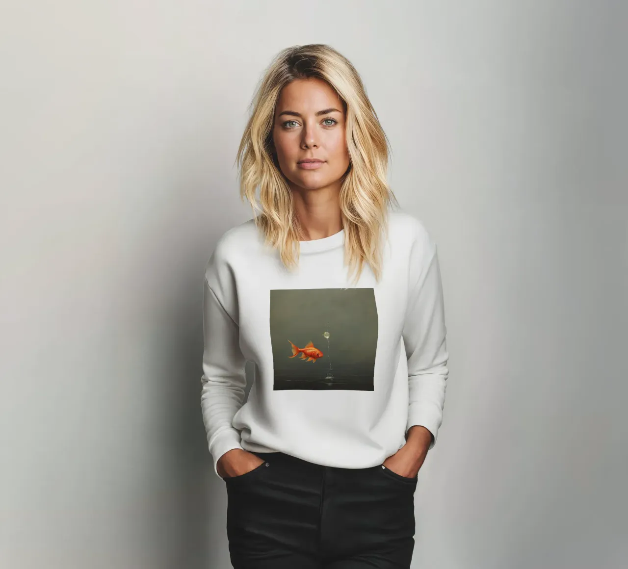 Minimale goudvis 1 sweatshirt van Minimal Animal Art