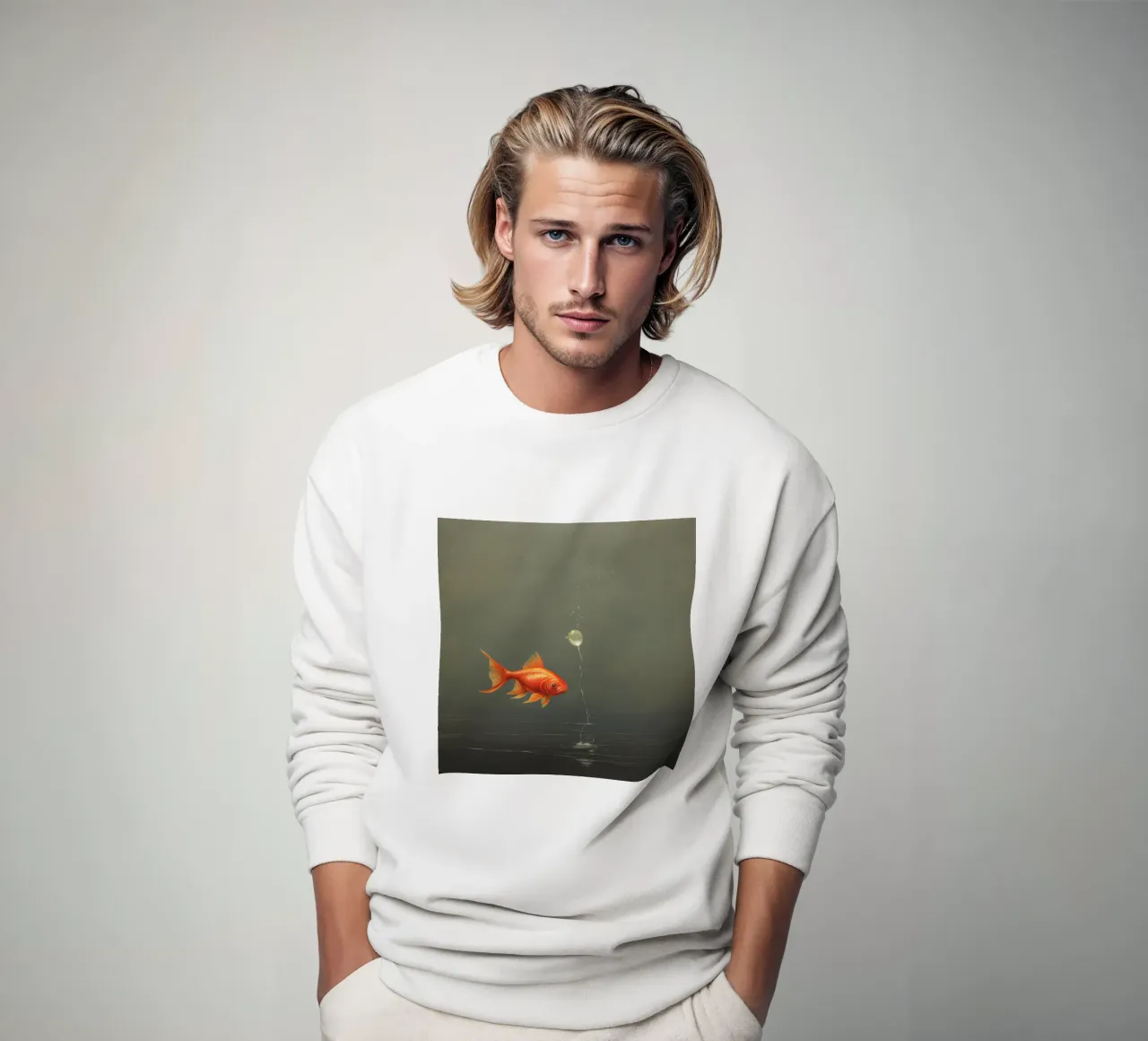 Minimale goudvis 1 sweatshirt van Minimal Animal Art