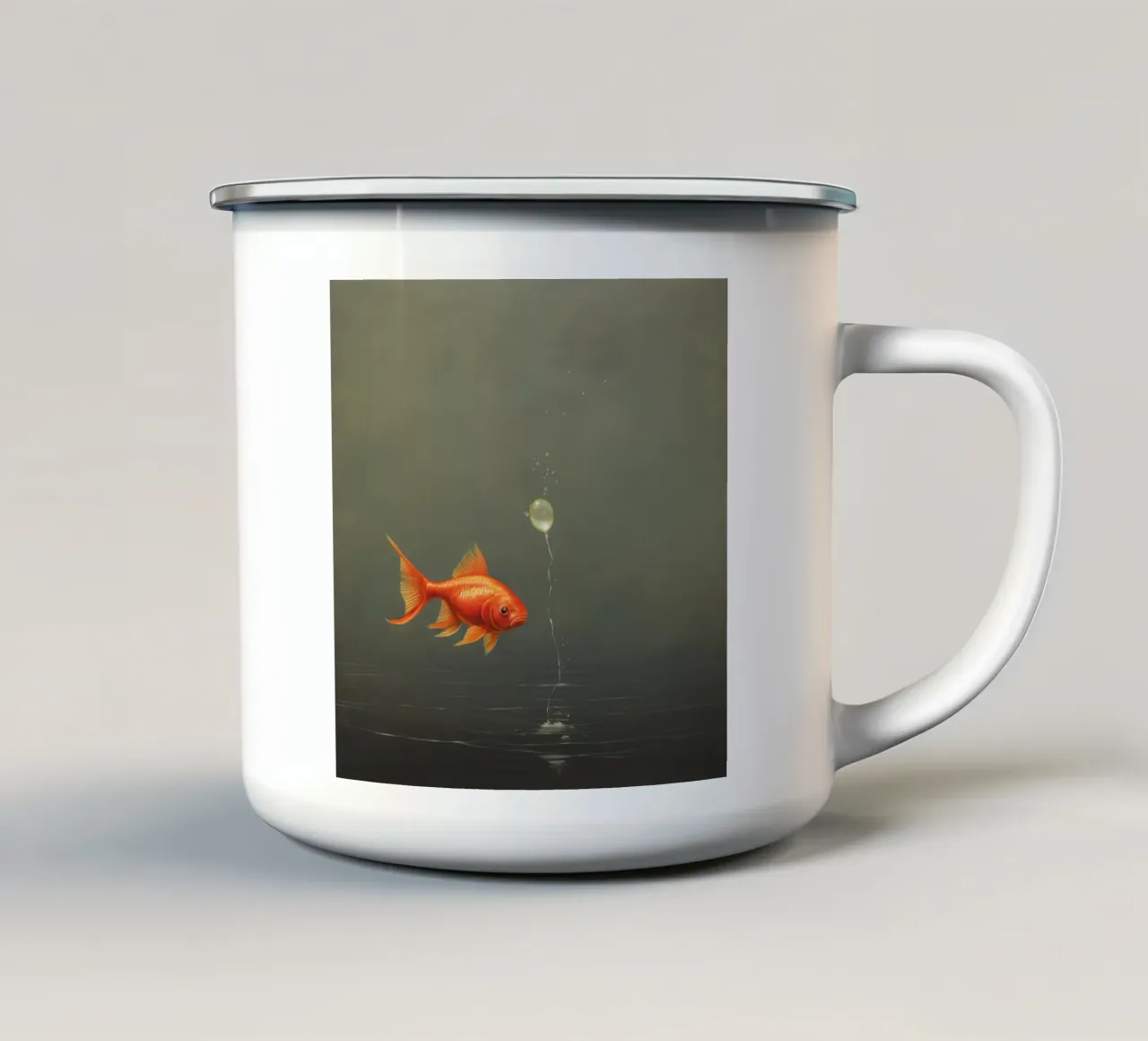 Pesce rosso minimo 1 tazza in smalto da Minimal Animal Art